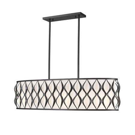 Z-Lite Harden Linear Chandelier, 10-Light, 13 In.W x 43 In.L x 11.75 In.H, Matte Black/White 1948-42L-MB